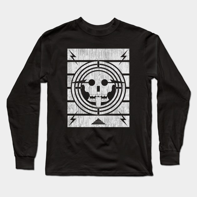 Face of Death Radio-White Distressed Long Sleeve T-Shirt by SunGraphicsLab